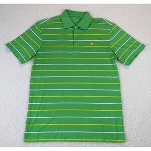 Masters Tech Mens Green Striped Short Sleeve Golf Polo Shirt Mens Size M